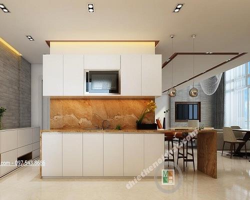  Thi công đá ốp bếp nhân tạo trong chung cư Duplex