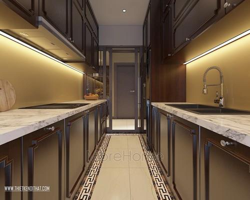  Thi công đá ốp bàn bếp tại chung cư Hoàng Quốc Việt