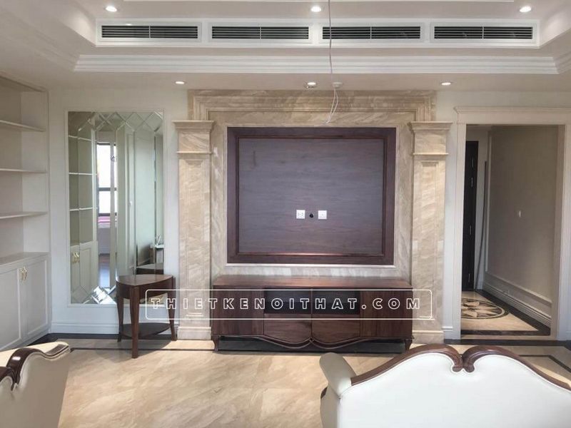 Gương ghép ô chữ nhật cho phòng khách rộng hơn thực tế